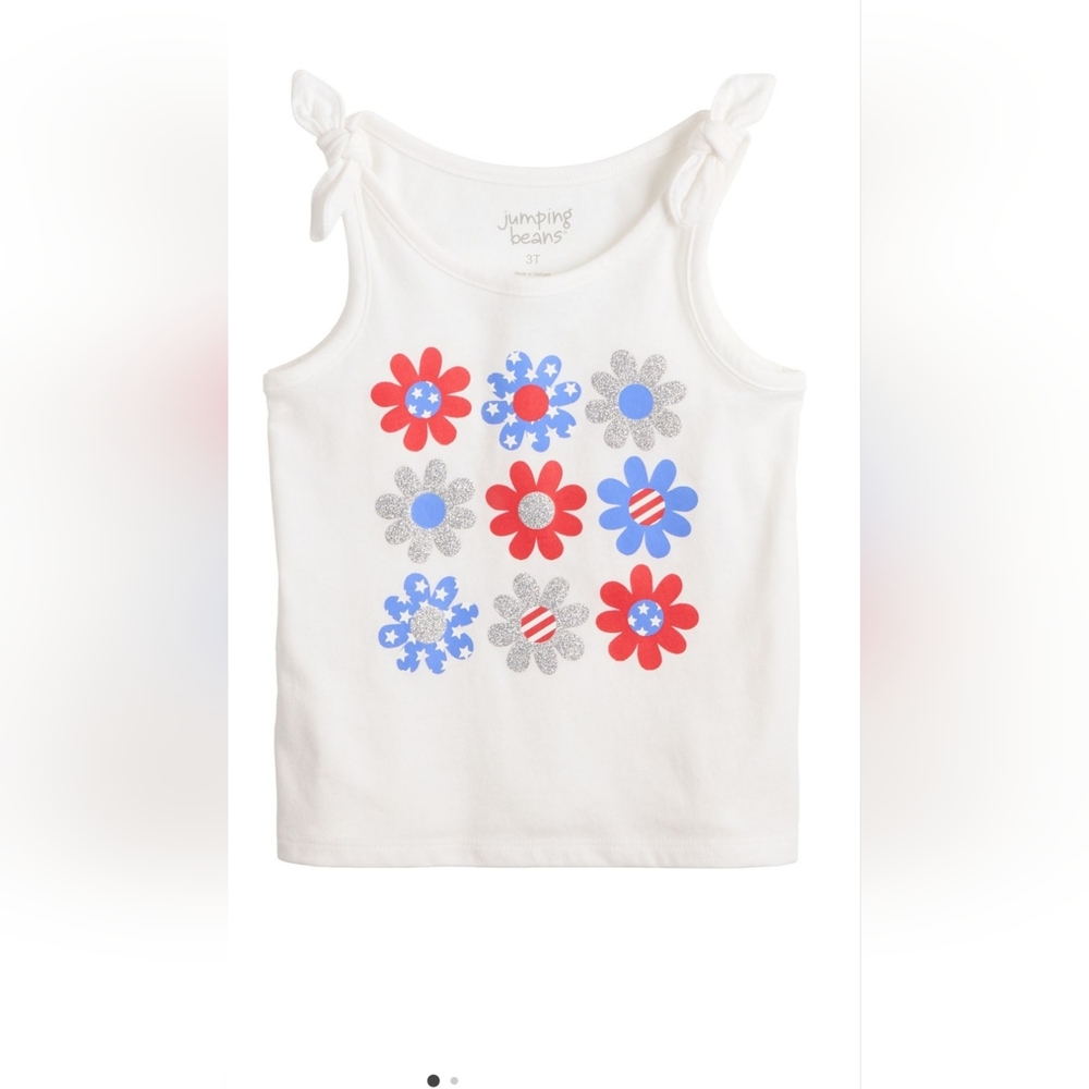 Jumping Beans Toddler Girl Floral Sleeveless Tank Top White/Red/Blue Size 4